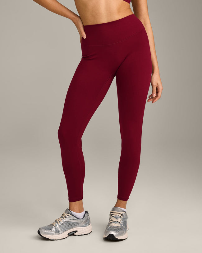 SoftMotion™ High Waisted Leggings with Gray Logo | Ruby Red
