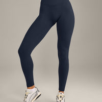 SoftMotion™ High Waisted Leggings with Gray Logo | True Blue