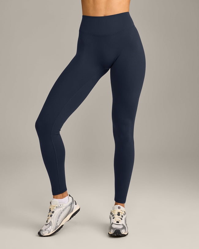 SoftMotion™ High Waisted Leggings with Gray Logo | True Blue