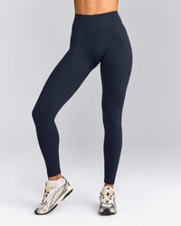 SoftMotion™ High Waisted Leggings with Gray Logo | True Blue