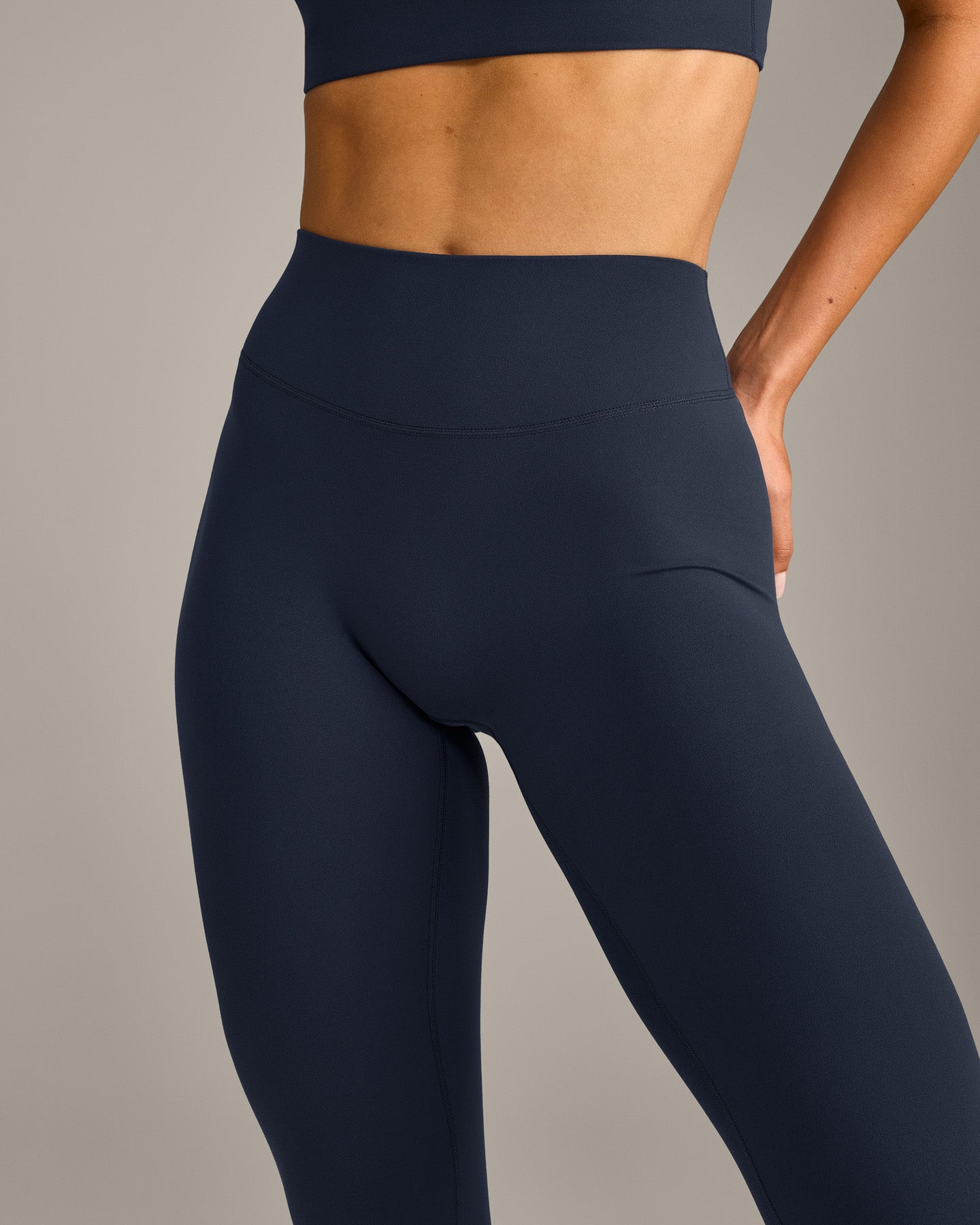 SoftMotion™ High Waisted Leggings with Gray Logo | True Blue