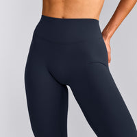 SoftMotion™ High Waisted Leggings with Gray Logo | True Blue