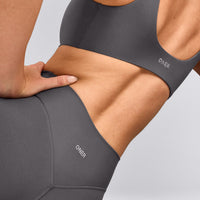SoftMotion™ High Waisted Shorts 6" with Gray Logo | Ash Gray