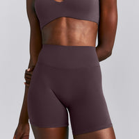 SoftMotion™ High Waisted Shorts 6" | Dark Umber Brown