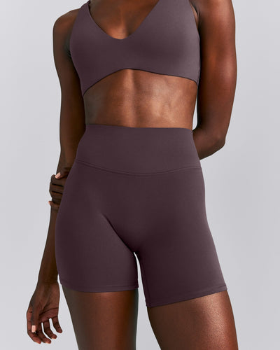 SoftMotion™ High Waisted Shorts 6" | Dark Umber Brown