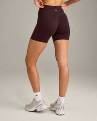 SoftMotion™ High Waisted Shorts 6" with Gray Logo | Plum Brown