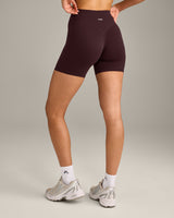 SoftMotion™ High Waisted Shorts 6" with Gray Logo | Plum Brown