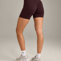 SoftMotion™ High Waisted Shorts 6" with Gray Logo | Plum Brown