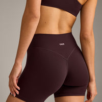 SoftMotion™ High Waisted Shorts 6" with Gray Logo | Plum Brown