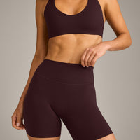 SoftMotion™ High Waisted Shorts 6" with Gray Logo | Plum Brown