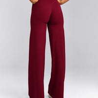 SoftMotion™ Straight Leg Pants with Gray Logo | Ruby Red