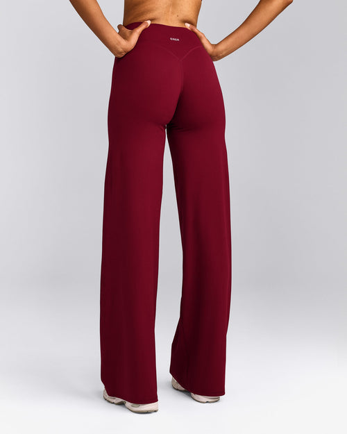 SoftMotion™ Straight Leg Pants with Gray Logo | Ruby Red