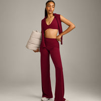 SoftMotion™ Straight Leg Bottoms with Gray Logo | Ruby Red