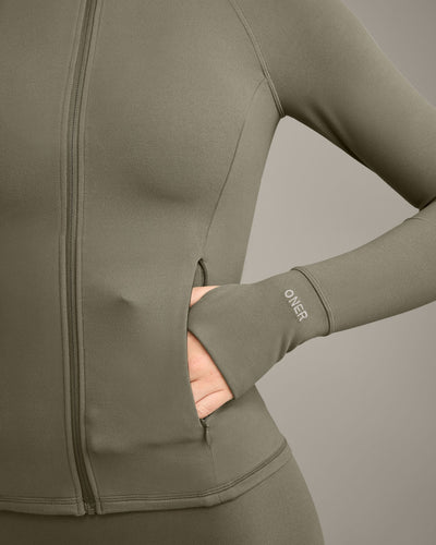 SoftMotion™ Jacket with Gray Logo | Alpine Green