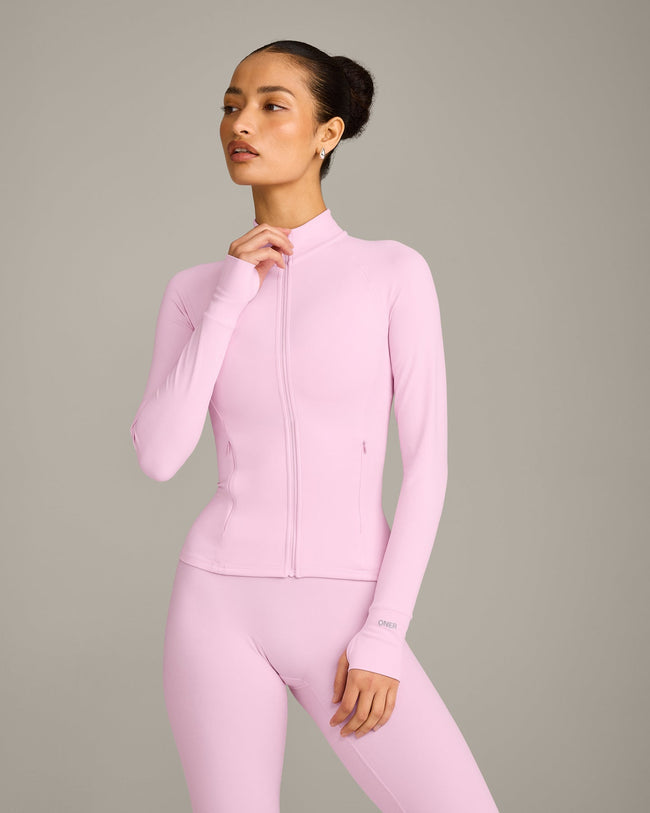 SoftMotion™ Jacket with Gray Logo | Chalk Pink