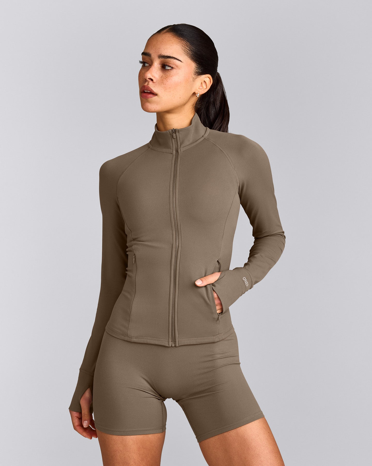 SoftMotion™ Jacket with Gray Logo | Moss Brown