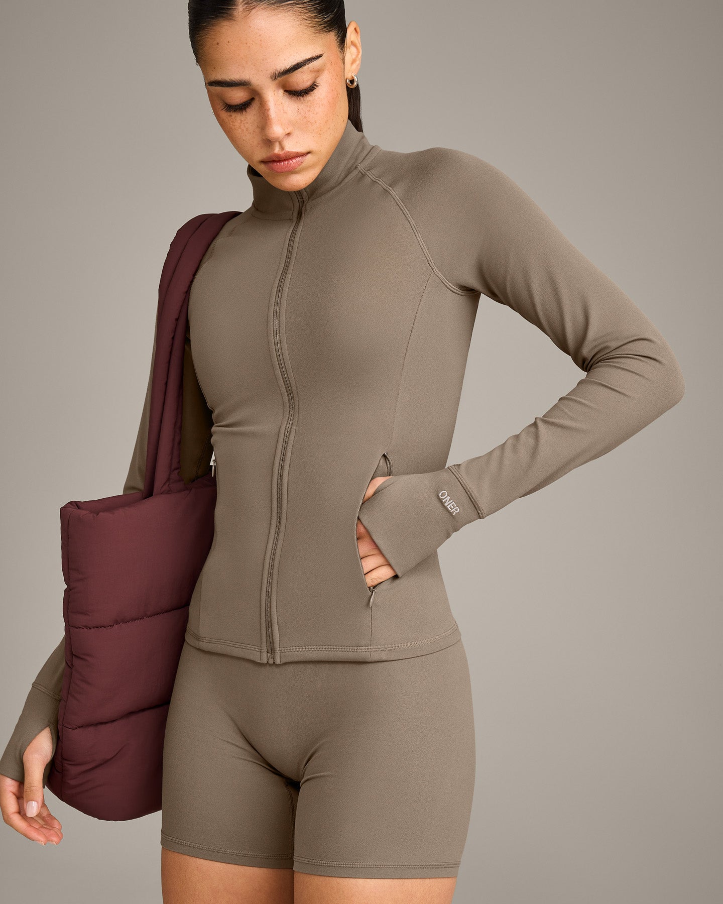 SoftMotion™ Jacket with Gray Logo | Moss Brown