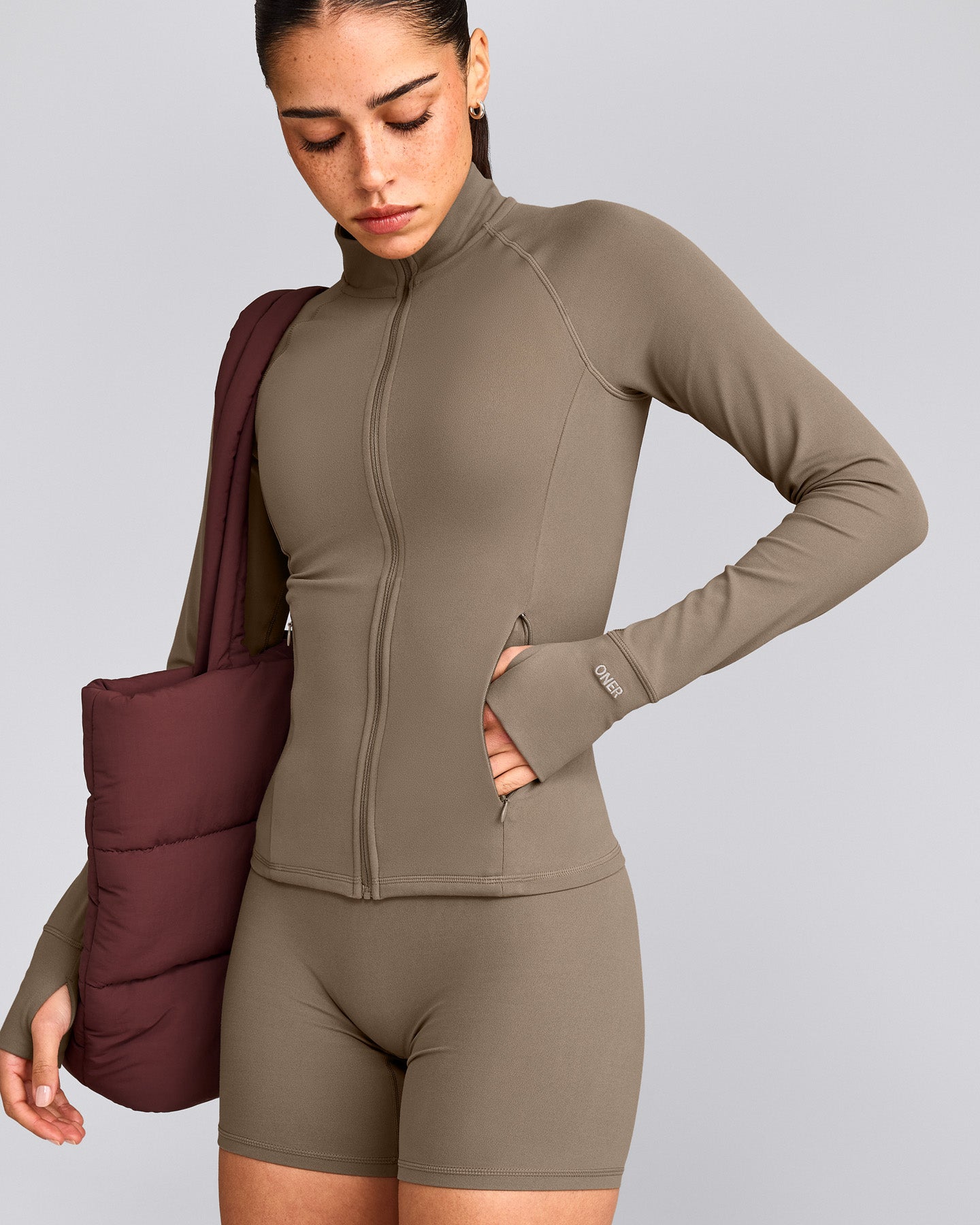 SoftMotion™ Jacket with Gray Logo | Moss Brown