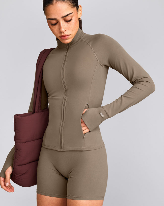 SoftMotion™ Jacket with Gray Logo | Moss Brown