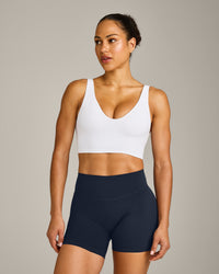 SoftMotion™ Longline Sports Bra with Gray Logo | White
