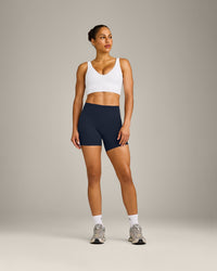 SoftMotion™ Longline Sports Bra with Gray Logo | White