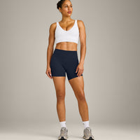 SoftMotion™ Longline Sports Bra with Gray Logo | White