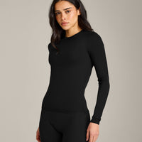 SoftMotion™ Long Sleeve Top with Gray Logo | Black