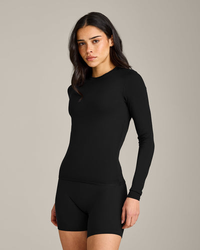 SoftMotion™ Long Sleeve Top with Gray Logo | Black