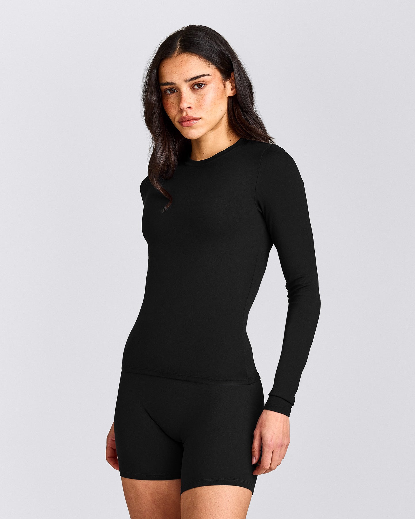 SoftMotion™ Long Sleeve Top with Gray Logo | Black