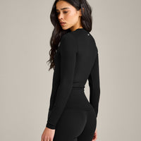 SoftMotion™ Long Sleeve Top with Gray Logo | Black
