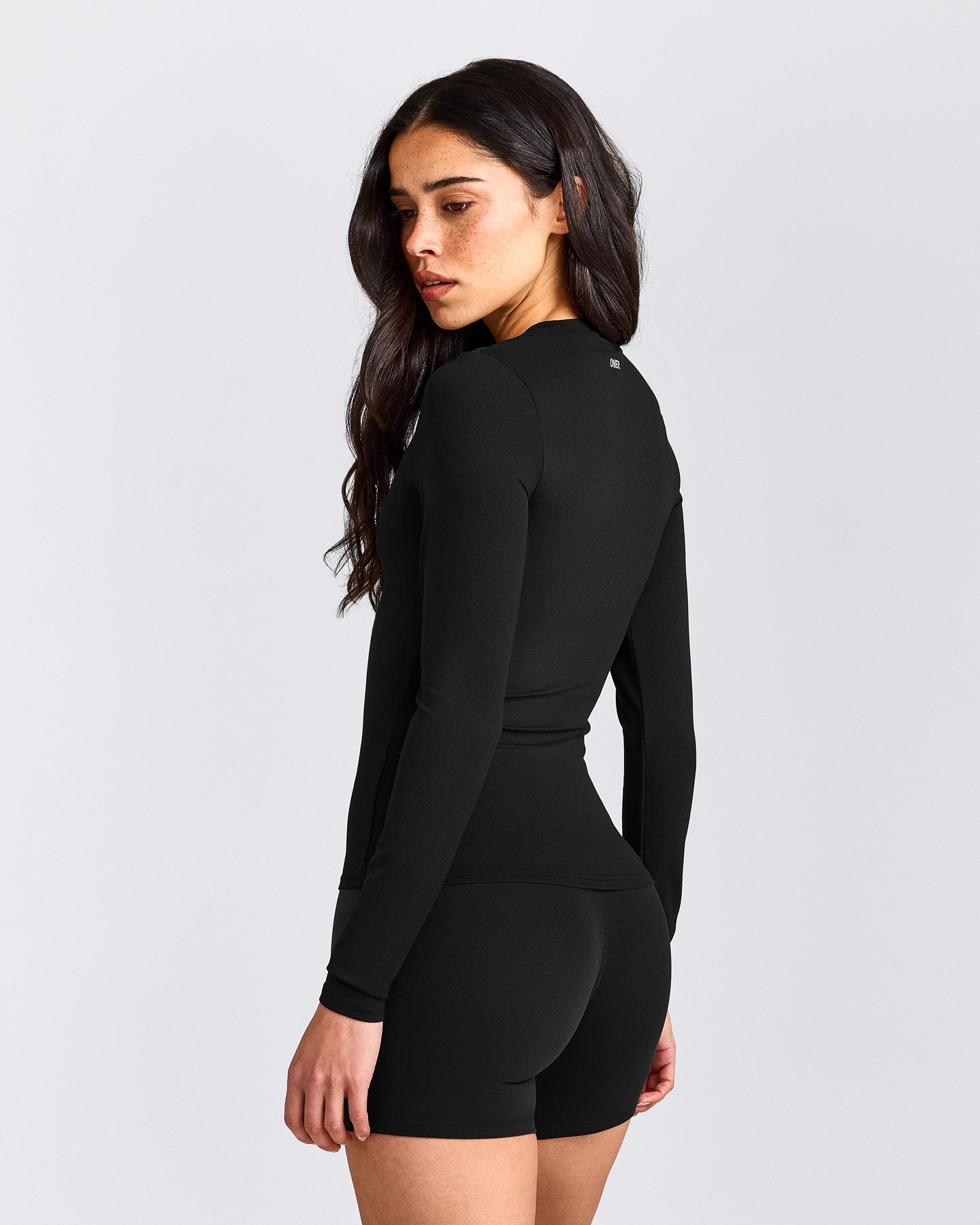 SoftMotion™ Long Sleeve Top with Gray Logo | Black