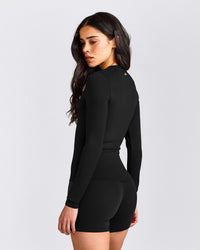 SoftMotion™ Long Sleeve Top with Gray Logo | Black