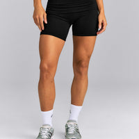 SoftMotion™ Fold Over Mid Rise Shorts 6" | Black