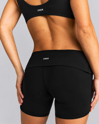 SoftMotion™ Fold Over Mid Rise Shorts 6" | Black
