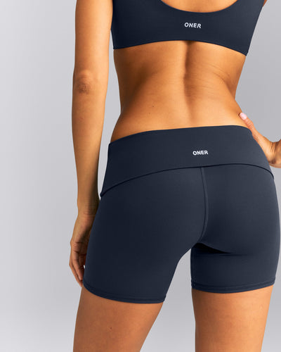 SoftMotion™ Fold Over Mid Rise Shorts 6" | True Blue