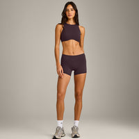 SoftMotion™ Mid Rise Shorts 4" New Branding | Dark Umber Brown