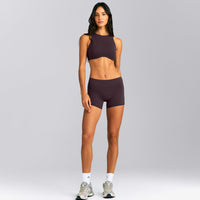 SoftMotion™ Mid Rise Micro Shorts 4" New Branding | Dark Umber Brown