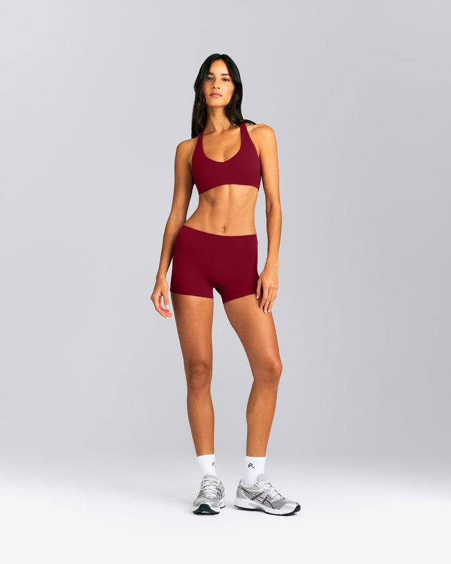 SoftMotion™ Mid Rise Micro Shorts 4" New Branding | Ruby Red