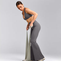 SoftMotion™ Minimal Halter Neck Bralette with Gray Logo | Ash Gray