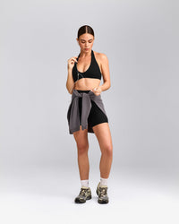 SoftMotion™ Minimal Halter Neck Bralette with Gray Logo | Black