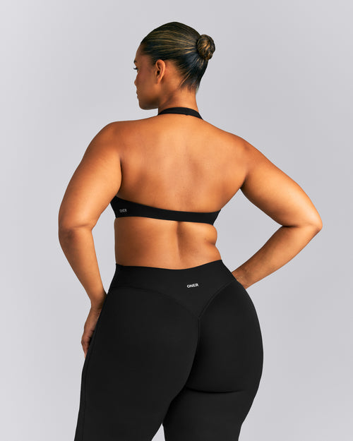 SoftMotion™ Minimal Halter Neck Bralette | Black