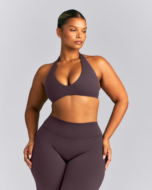 SoftMotion™ Minimal Halter Neck Bralette | Dark Umber Brown