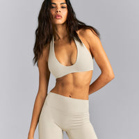 SoftMotion™ Minimal Halter Neck Bralette | Oatmeal