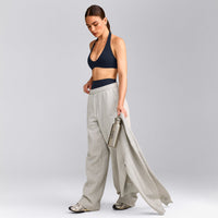 SoftMotion™ Minimal Halter Neck Bralette with Gray Logo | True Blue