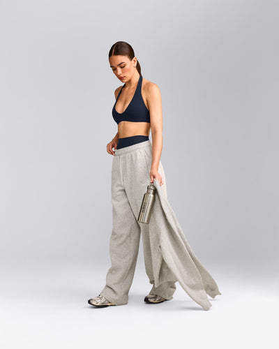 SoftMotion™ Minimal Halter Neck Bralette with Gray Logo | True Blue