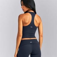 SoftMotion™ Racer Back Mid Tank Top with Built in Bra Shelf | True Blue