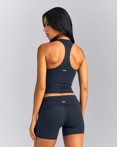 SoftMotion™ Racer Back Mid Tank Top with Built in Bra Shelf | True Blue