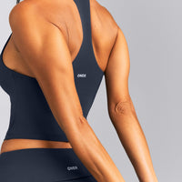 SoftMotion™ Racer Back Mid Tank Top with Built in Bra Shelf | True Blue