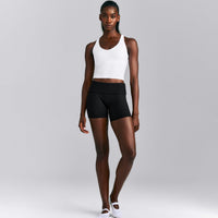SoftMotion™ Racer Back Mid Tank Top with Built in Bra Shelf | White