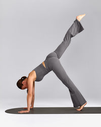 SoftMotion™ Racer Back Mid Tank Top with Built in Bra Shelf with Gray Logo | Ash Gray